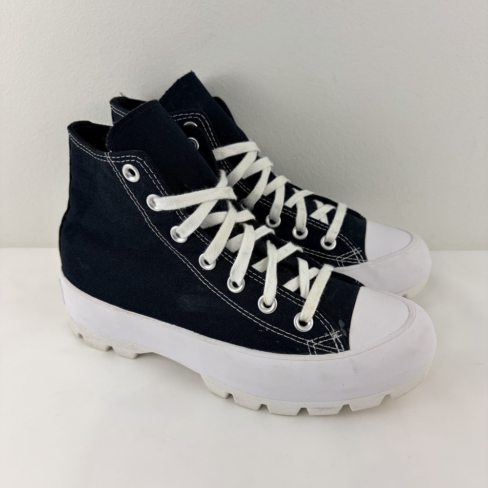 Converse Chuck Taylor All Star Lugged Hi Black White Platform Sneakers Women 7